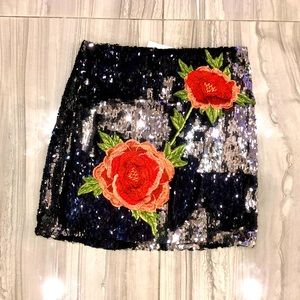 Forever 21 Sequin Floral Short Skirt